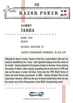 2006 Razor Poker #36 Sammy Farha Back
